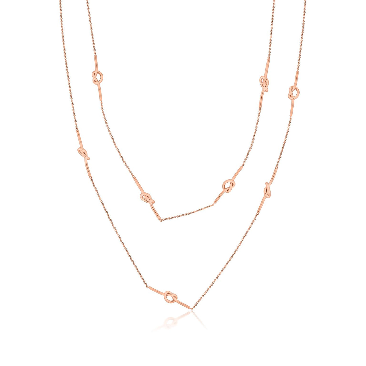 Romi Necklace - Love Knot Double Length - Rose Gold Plated/Silver