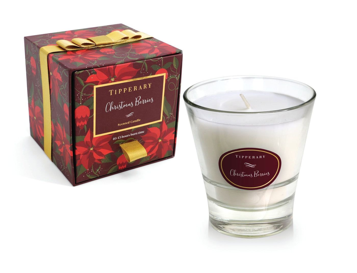 Tipperary Crystal Christmas - Poinsettia Glass Tumbler Candle Collection