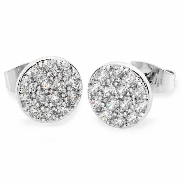 Tipperary Crystal Earring - Moon Collection - Full Moon Pave - Silver Plated