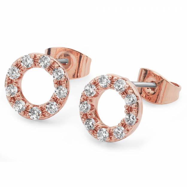 Tipperary Crystal Earrings - Moon Collection- Forever Moon with Clear Stones - Rose Gold Plated
