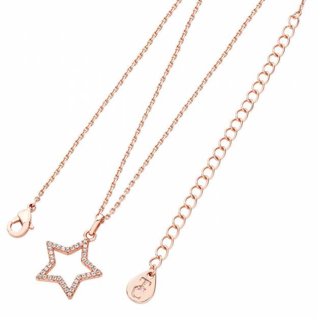 Tipperary Crystal Pendant - Star Collection - Open Star - Rose Gold Plated