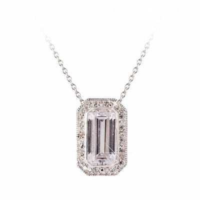 Tipperary Crystal Pendant - Classics Collection - White Stone Emerald Cut