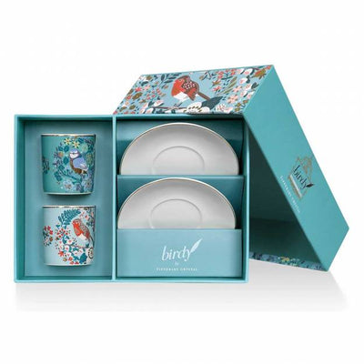 Tipperary Crystal Birdy Robin & Blue Tit Espresso Cup - Set of 2