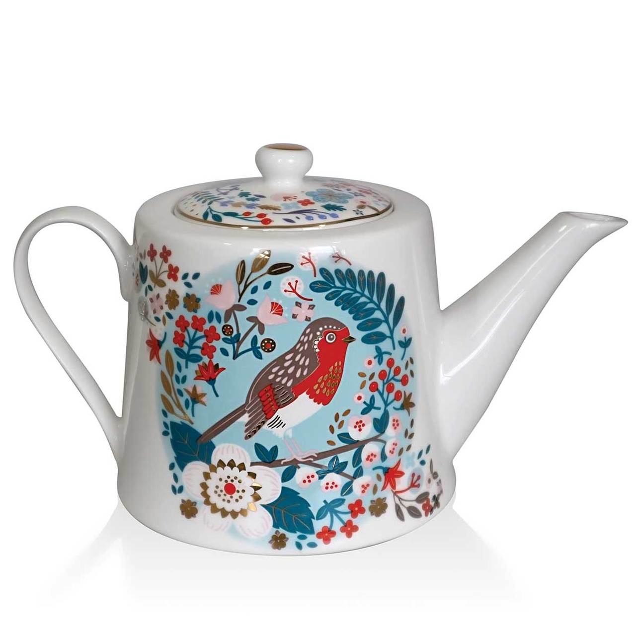 Tipperary Crystal Birdy Tea Pot - Robin & Blue Tit
